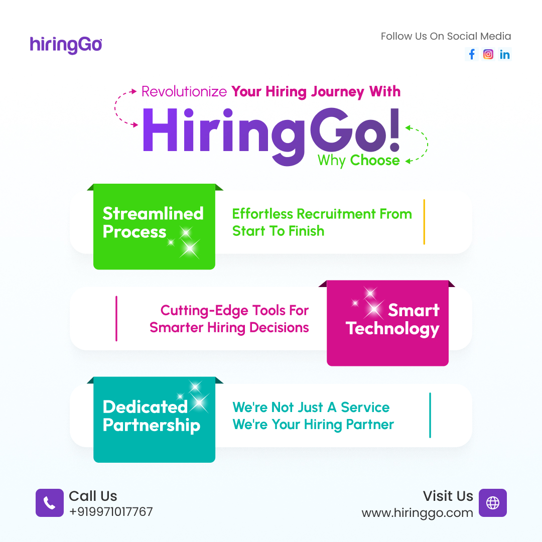 HiringGo's tweet image. Revolutionize your hiring journey with HiringGo!🚀✨ Elevate your recruitment game with cutting-edge features, seamless processes, and unparalleled efficiency.🌐💼 Why choose HiringGo? #HiringGo #Hiring #FutureOfWork 
hiringgo.com
hello@hiringgo.com
+91-9971017767