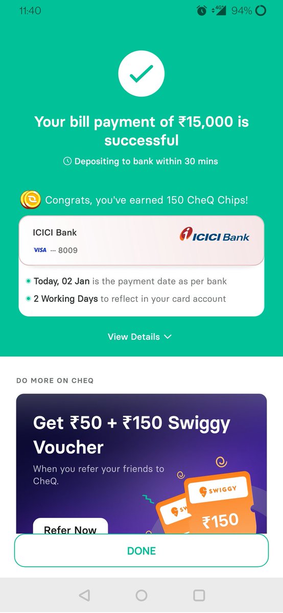Made my  CC payment using @CheQ_One
#PayOnCheQ #ContestAlert #iPhone15 #contestday #GiveawayAlert #paysharewin #iphone15giveaway #CheQ #creditcard #creditcardbillpayments