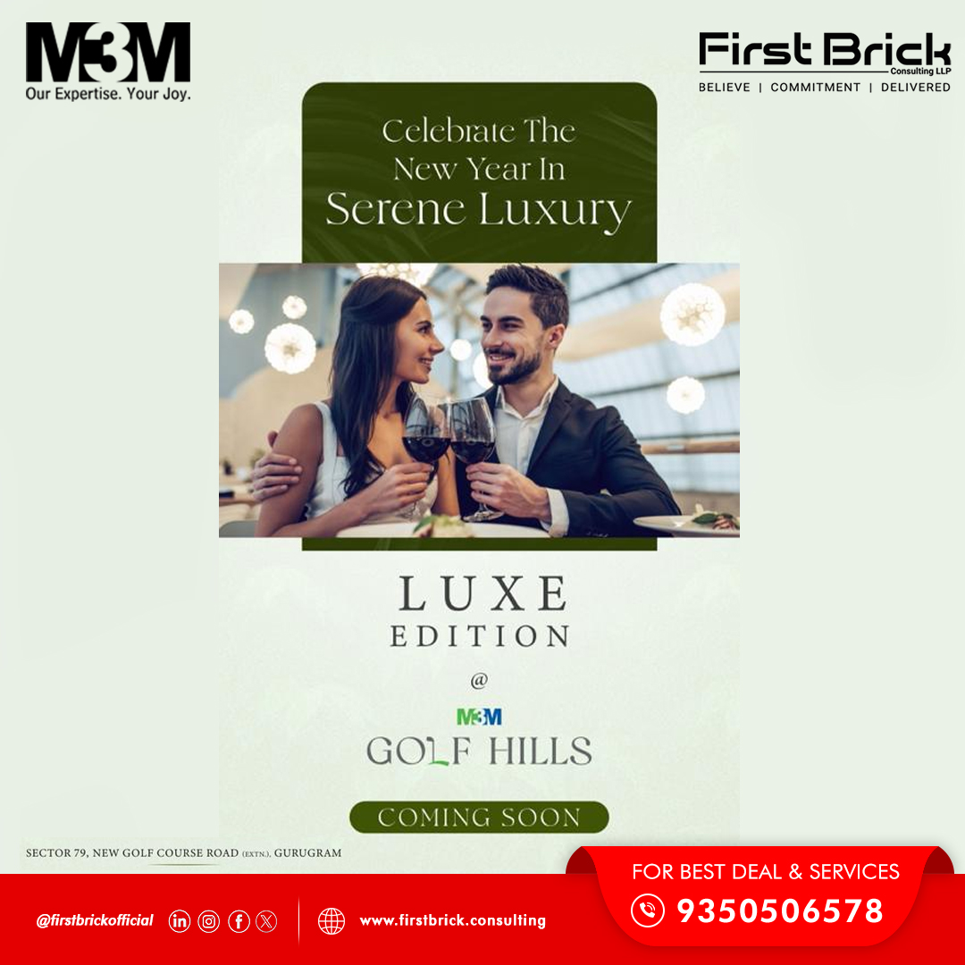 firstbrickhq's tweet photo. Celebrate the new year in serene luxury.
.
.
#Firstbrick #M3Mgolfhills #Gurugram #Realestate #Newyear https://t.co/x8PWJCAz44