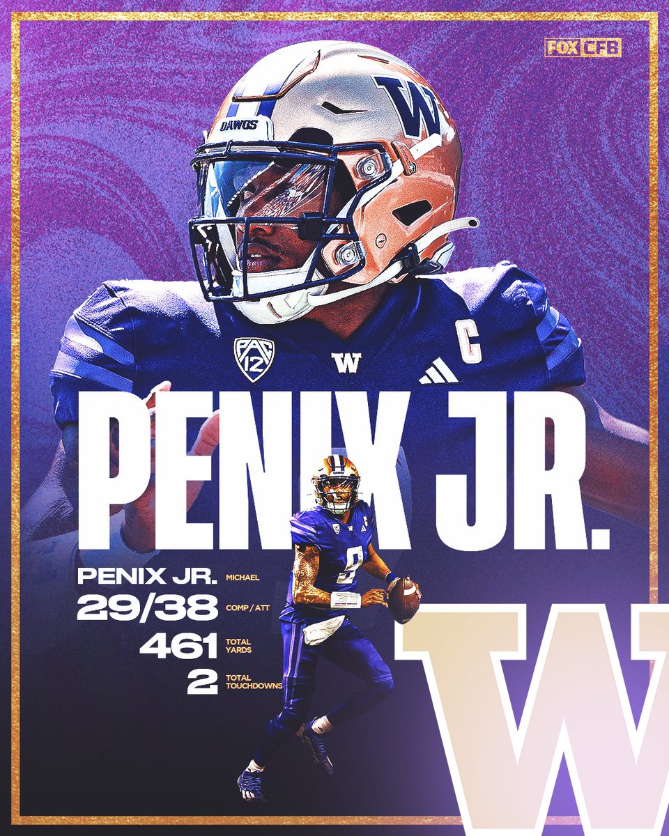 Michael Penix Jr. showed out and delivered on the biggest stage 💪

He leads <a href="/UW_Football/">Washington Football</a> to victory in the CFP semifinals and is headed to Houston 🔥🏆