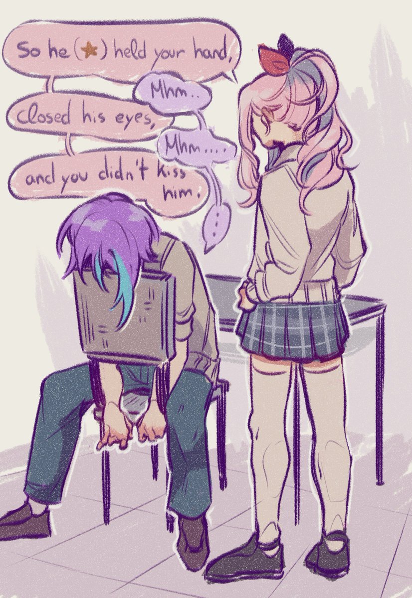Asthaire's tweet photo. (ruikasa) Hc that even if Mizuki and Rui don't talk very often anymore, they can tell each other every embarrassing thing they do that they wouldn't tell anyone else <3 in this case, Rui's pathetic love life

#ruikamishiro #mizukiakiyama #Prsk_FA https://t.co/LCJZ5LfiR2