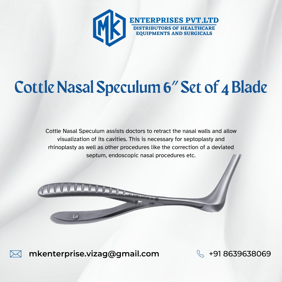 🔍 Cottle Nasal Speculum 6' Set of 4 Blades. Trusted for precision, our Nasal Speculum aids in procedures like septoplasty and rhinoplasty.
🛡️ Choose MK Enterprises for Top-Notch Healthcare Solutions.
#MKEnterprises #HealthcareDistributors #SurgicalEquipment #NasalSpeculum