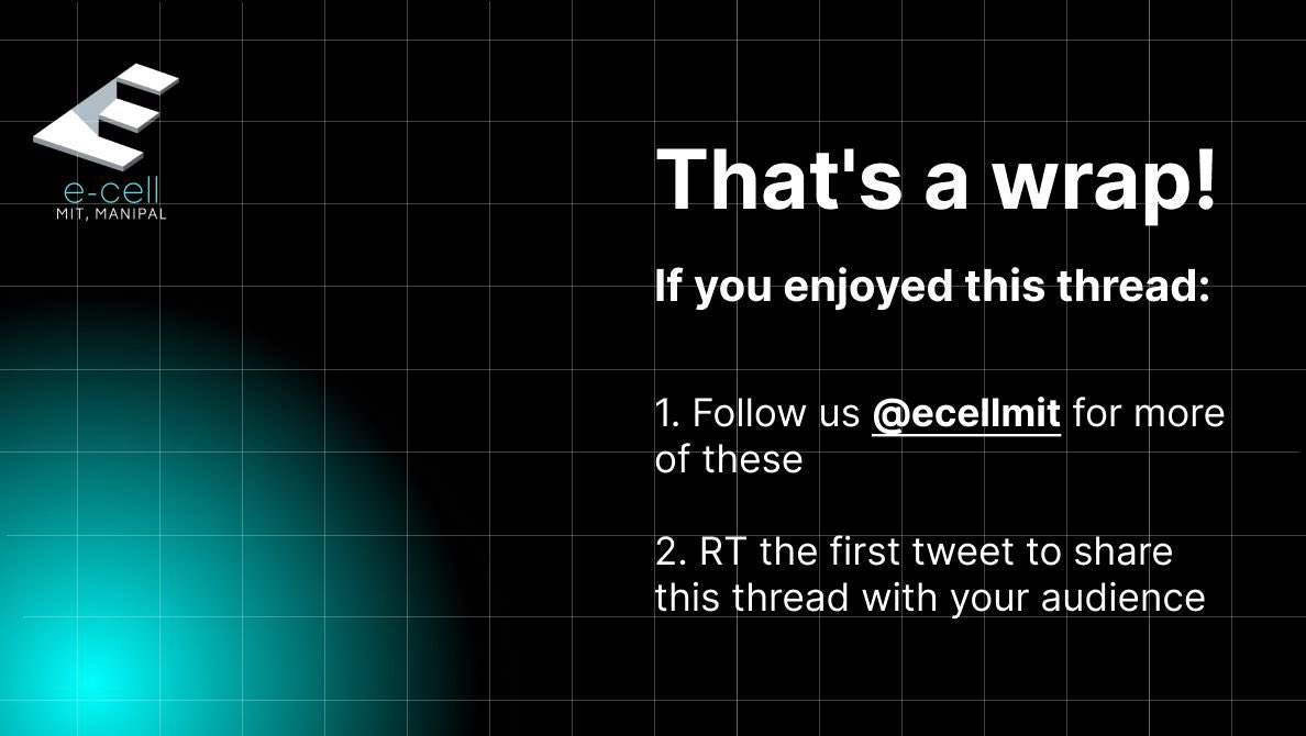 ecellmit's tweet photo. That's a wrap!

If you enjoyed this thread:

1. Follow us @ecellmit for more of these

2. RT the first tweet to share this thread with your audience https://t.co/myzEZePSRZ