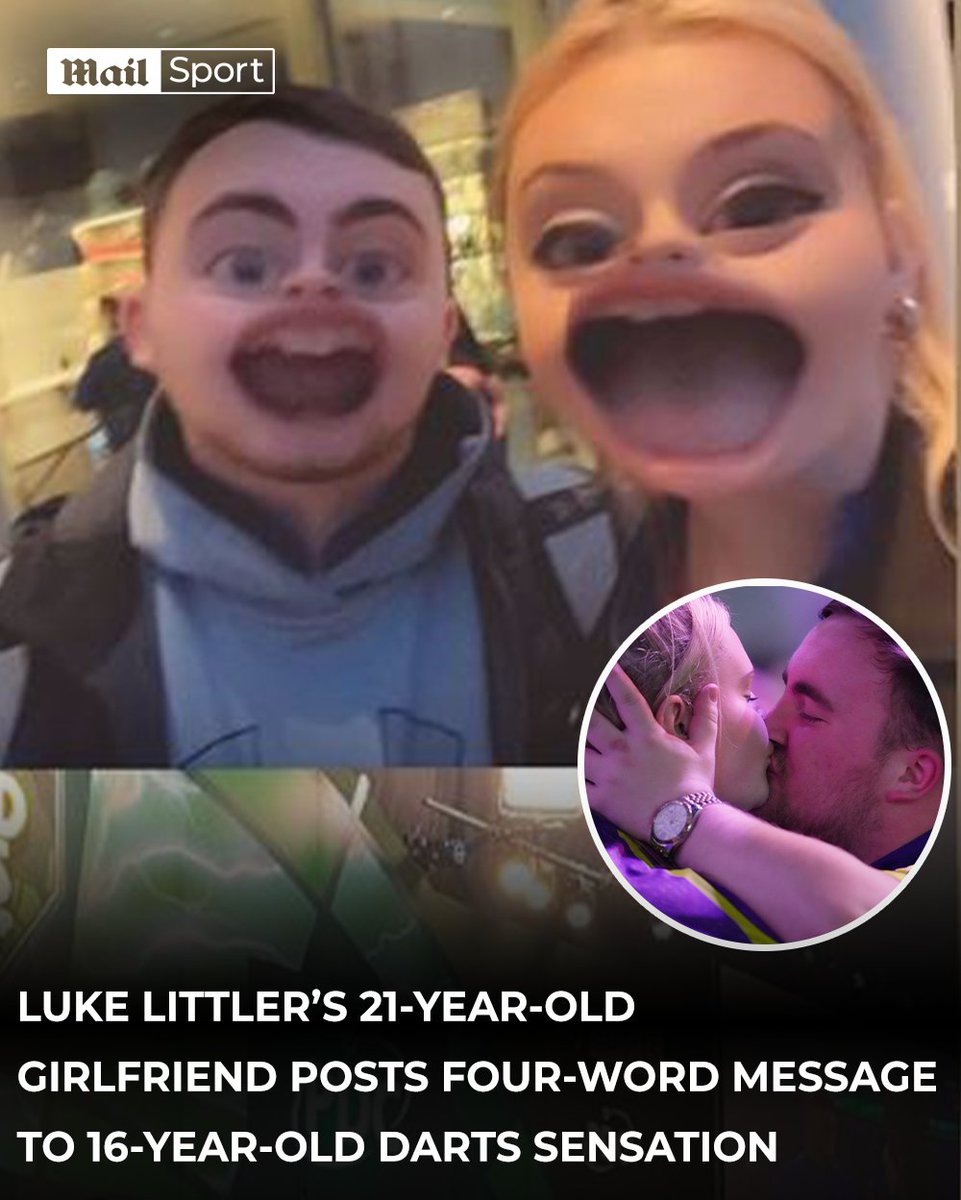 MailSport's tweet image. Luke Littler's beauty consultant girlfriend, 21, posts sweet congratulatory message after the 16-year-old darts reaches semi-final 🎯

Take a look 👉 trib.al/oxxSRK7