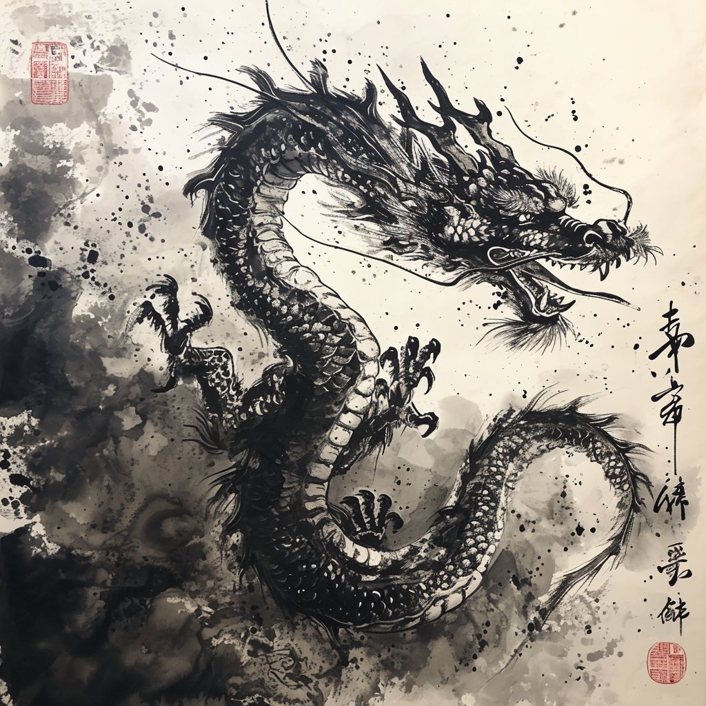 HIDE118's tweet photo. 龍の水墨画
#SOZO描き初め墨絵アート 
#SOZO美術館 https://t.co/EacxdsoaIY