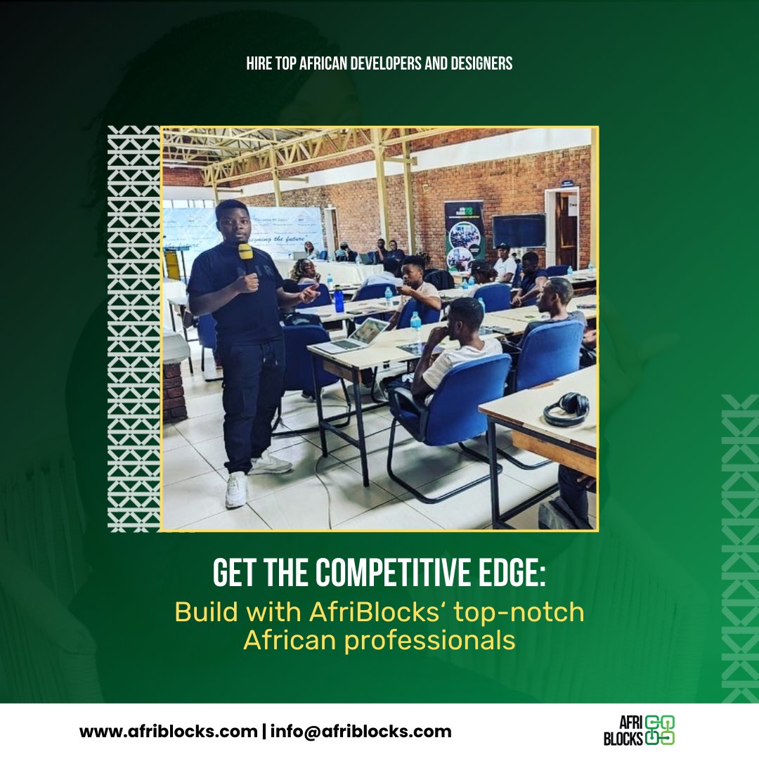 afriblocks's tweet photo. As you begin your 2024, AfriBlocks gives you competitiveness through professional and affordable talent. 

Do you have a project that needs professional talent? 

Post a job: https://t.co/JBZi6JfyAF

#AfriBlocks #Freelancing #AfricanProfessionals https://t.co/UaeBuhgMH7