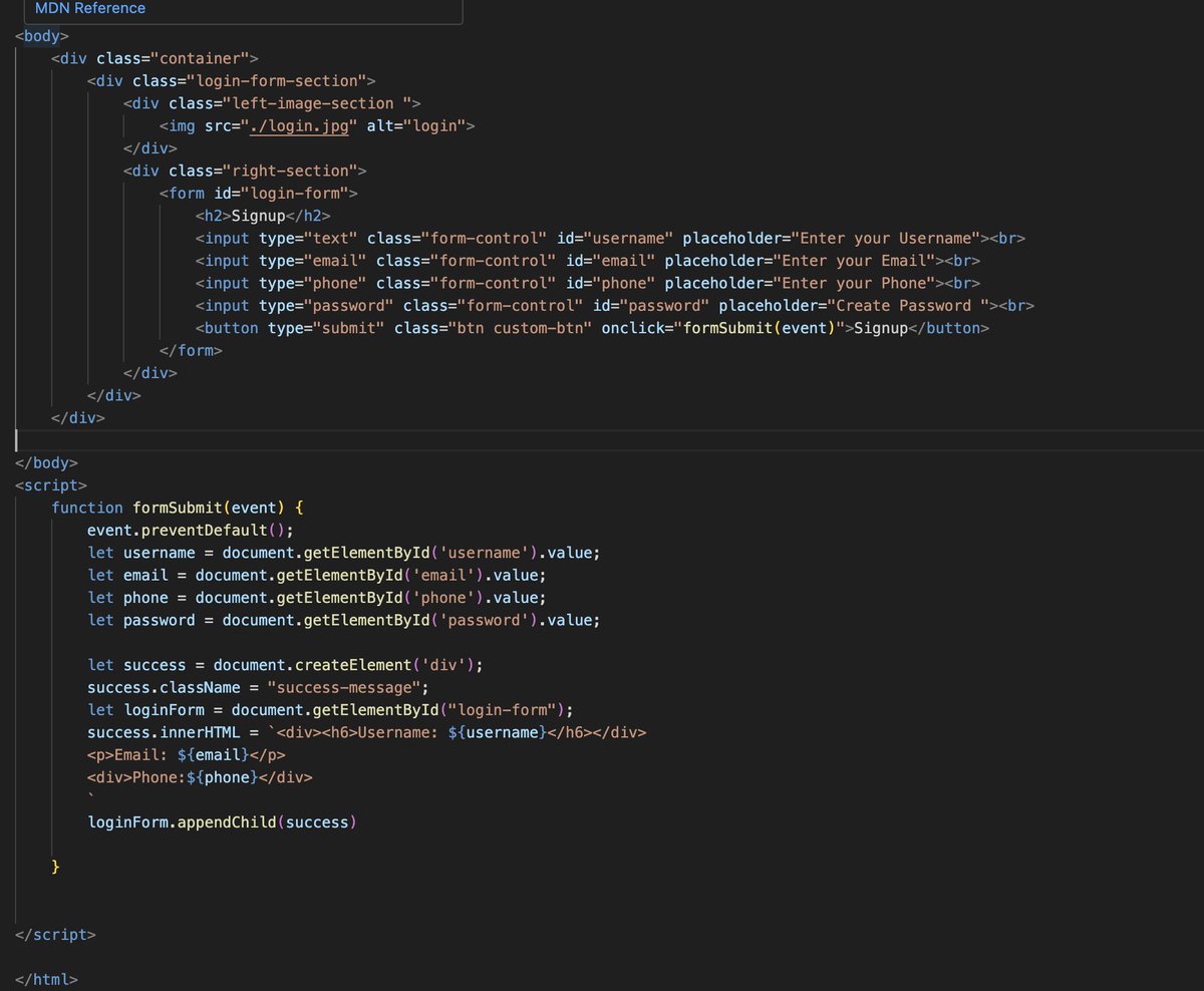 NeelamLatwal's tweet photo. Day 12 of #100DaysOfCode: Crafting a Form Submission with JavaScript! 🚀".
#codewithJSK , #JavaScript #DOMManipulation #CodingJourney ,#JavaScriptFormSubmission https://t.co/1dtuq9sSck