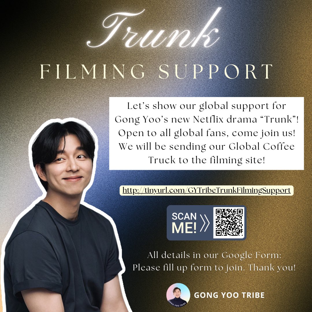 gongyootribe's tweet photo. 📣 Calling ALL GLOBAL GONG YOO FANS! 

As devoted global fans, our group will be sending our Food and Coffee Truck to <Trunk> filming site. The support date is still in discussion with Soop, but we will be starting to collect the funds now in order to do the planning and + (1/3) https://t.co/ol4uQDWXJx