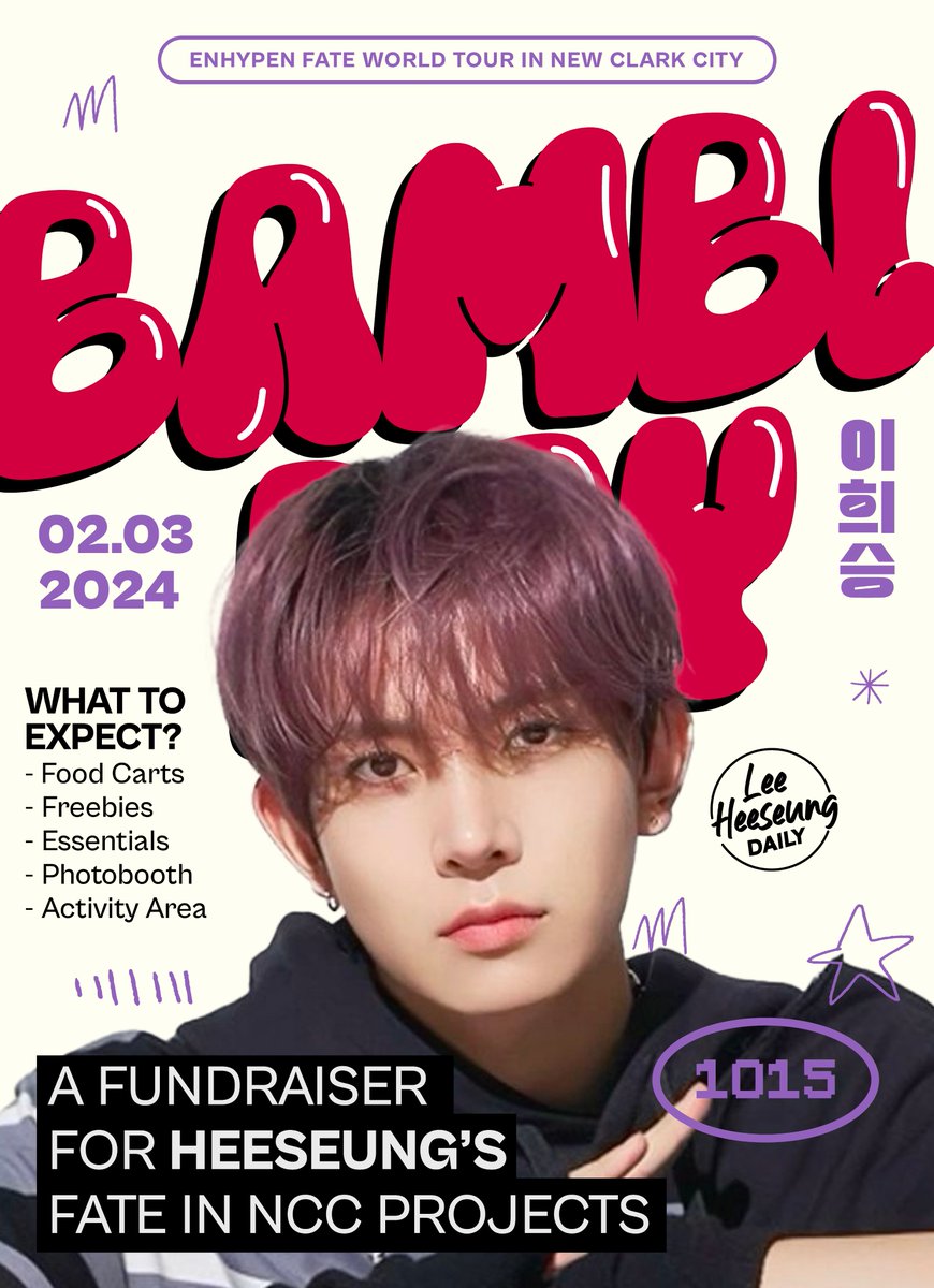 OPERATION BAMBI is back! 🦌✨

BAMBI BOY, a collective project, dedicated to #HEESEUNG for Fate in NCC on 02.03.2024

DONATE NOW
bit.ly/LHS-Donation-F…
Transparency Sheet
bit.ly/LHS-Transparen…

#ENHYPEN_HEESEUNG #FATE_in_NEWCLARKCITY