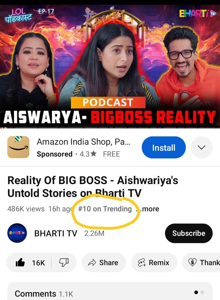 Wow🎉... #AishwaryaSharma podcast is trending on no. 10 on YouTube 👏❤️

#BhartiSingh #HaarshLimbachiyaa #LolPodcast #BB17 #BiggBoss17 #NeilBhatt
youtu.be/HnuFmFWennU?si…