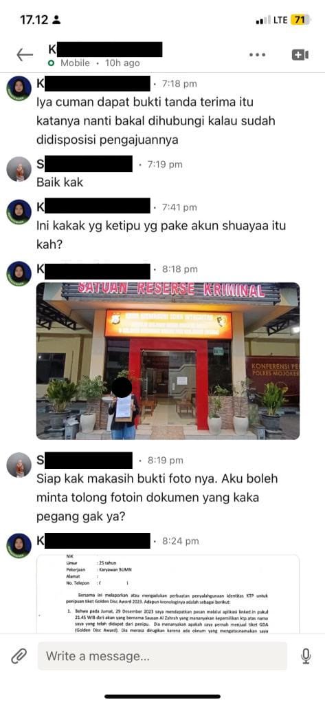 Hii_HongJisoo's tweet photo. @AlloBankID @aaayyyll 14. Aku minta foto bukti laporan kepolisian Kurnia (linkedin) jika dia sudah membuat laporan karena basednya dia tidak di Jabodetabek. Pukul 6.31PM 30/12/2023 Kurnia (linkedin) mengirimkan bukti laporan terlampir, dan foto dirinya didepan kepolisian. #wtsgda #gda #penipuangda https://t.co/EGFOSi6WW8
