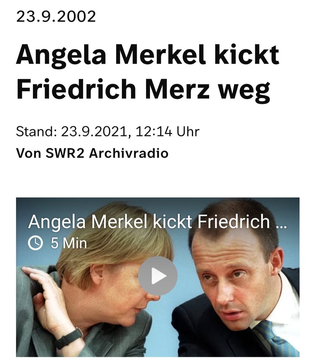 ‼️2002
Herr #Linnemann,  da arbeiteten Sie noch in der Buchhandlung. 
#Merz wurde durch Merkel aus der politischen Szene katapultiert ‼️#Nachhilfe

Und nun soll gerade sie die #CDU und Merz retten.
#nichtwählbar 🤣😂🤣😂