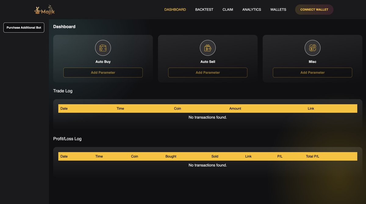 MajikBots's tweet photo. 3) More parameters for auto-buying
4) Possible backtesting functionality release
5) A massive UI update (current UI has gotten convoluted and looks very off currently, we’re aware of it and are fixing everything to be more polished
6) Chain selection!

3/ https://t.co/9Lib3tKNrA