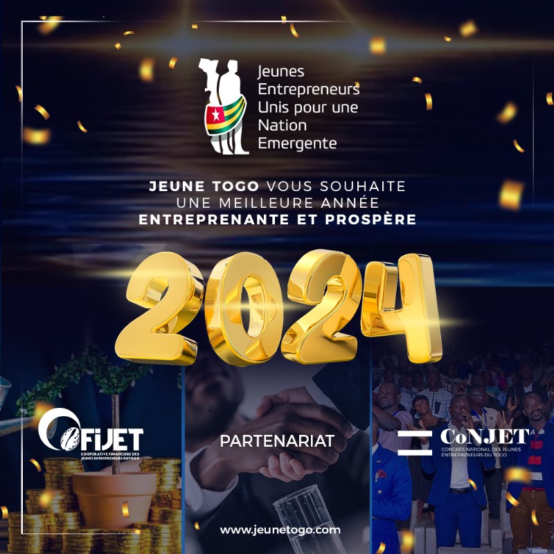 JeuneTogo's tweet photo. L'association des Jeunes Entrepreneures Unis pour une Nation Émergente du Togo *JEUNE-TOGO*, vous souhaite une Année Entreprenante et Prospère. 
#Entrepreneurs 
#Jeunes 
#Togo https://t.co/pzpuE0sgEB