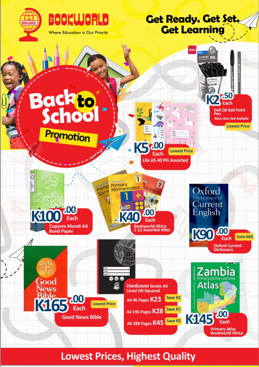 It is that season of the year when we get ready for school, and as Bookworld we have you covered. Visit any of our stores today for Back to School necessities. 

#backtoschool2024 #zambiasbiggestbookandstationerystore #backtoschool