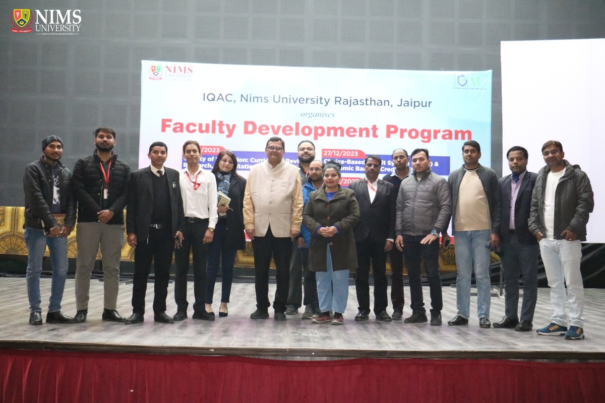 NimsUniversity's tweet image. NIMS University successfully concluded a five-day Faculty Development Program in collaboration with IQAC. The program was based on the nuances of research practicals, credit-based systems, and CO-PO Mapping.
#NIMSUniversity #FacultyDevelopmentProgram