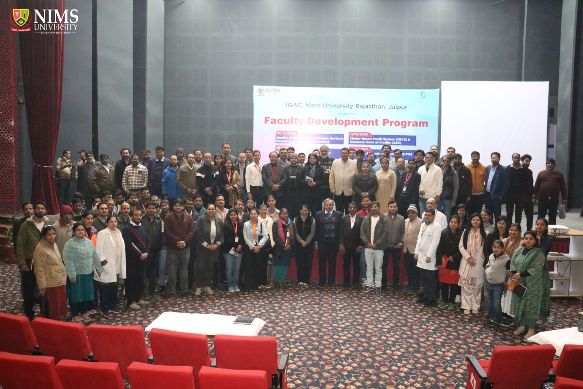 NimsUniversity's tweet image. NIMS University successfully concluded a five-day Faculty Development Program in collaboration with IQAC. The program was based on the nuances of research practicals, credit-based systems, and CO-PO Mapping.
#NIMSUniversity #FacultyDevelopmentProgram