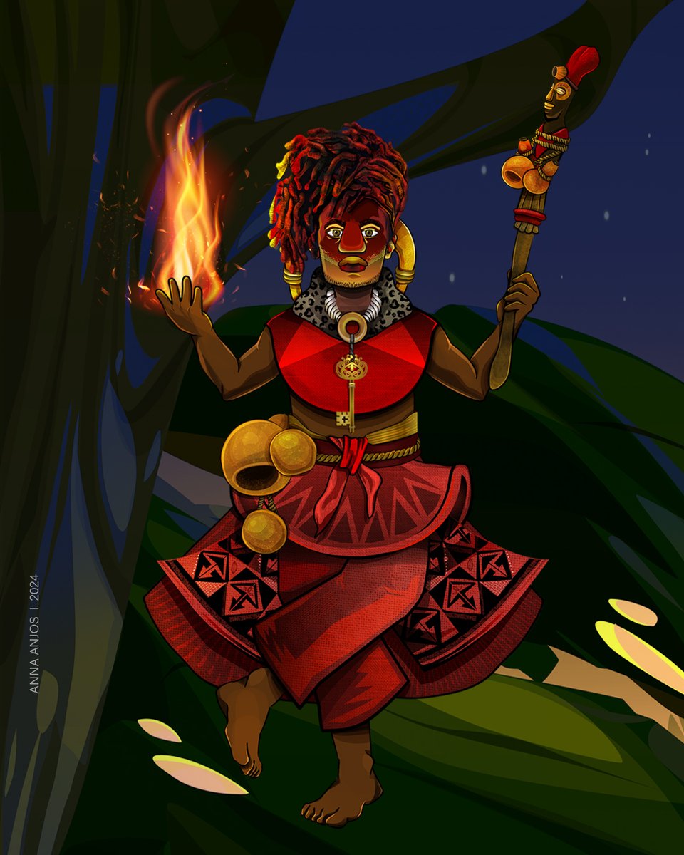 annaanjos's tweet photo. 2024 é ano de Èṣù guardião.
Èṣù é e dá caminho, a energia da vida em movimento. Èṣù está de frente. Laroyê! #anodeexu #illustration https://t.co/pQSW0YzAuX
