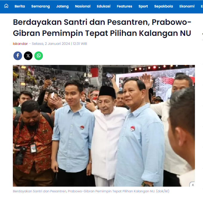 anisabayan1's tweet photo. Pak @prabowo itu komunikasi politik dengan para kyai, ulama dan pesantren sudah lama bahkan sejak masih jadi tentara. Makanya gak heran beliau dekat dgn gusdur.

Hubungan baik selama puluhan tahun ini adalah investasi politik yg mahal jadi wajar kalau NU dukung Prabowo Gibran. https://t.co/i6YfjFDLCA