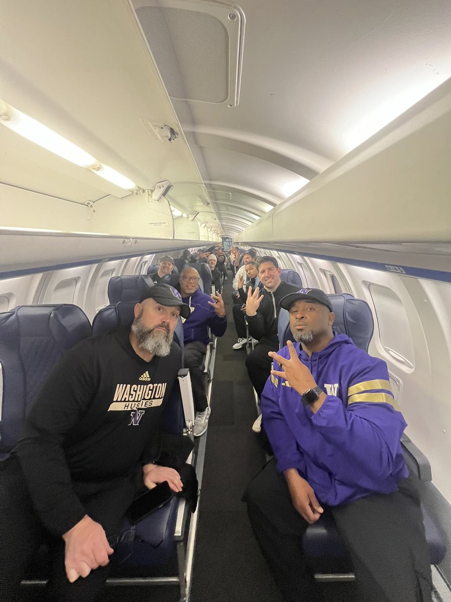 Jobs not finished … Coaches on the red eye back to Seattle. It’s game week baby!!! #PurpleReign