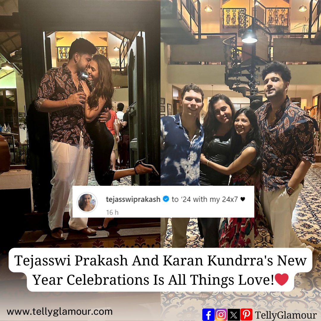 #TejasswiPrakash shared beautiful glimpses from #NewYear2024 Celebrations with #KaranKundrra. ✨

Please follow us at <a href="/TellyGlamour_/">Telly Glamour</a> for all latest updates!
