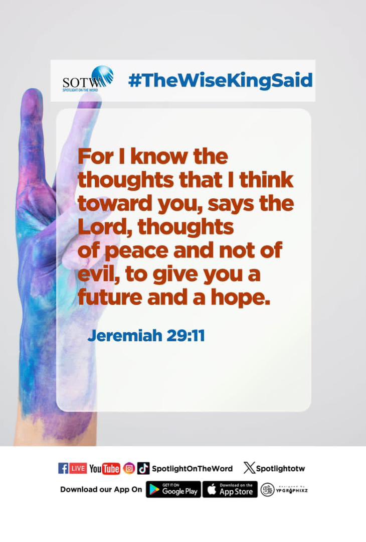 Spotlightotw's tweet photo. We have started the year… and today we’re here to remind everyone that no matter how lost or huge the task ahead may seem this year 

Our Lord has this to say to us all 

Good morning Fam ☺️🙏🏿

Let’s not forget to give Him His due thanks 🙏🏿

#twks
#spotlightontheword https://t.co/DaLcR2sKhy