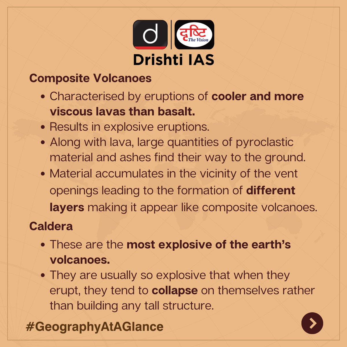 drishtiiaseng's tweet photo. #GeographyAtAGlance is all about exploring the earth and the human societies spread across it. Learn to look beyond horizons with this engaging subject!
#DrishtiGuideToGS #Geography #Environment #Lands #Earth #UPSC #IAS #Volcanoes #Prelims2024 #DrishtiIAS #DrishtiIASEnglish https://t.co/xAIPTLorYE