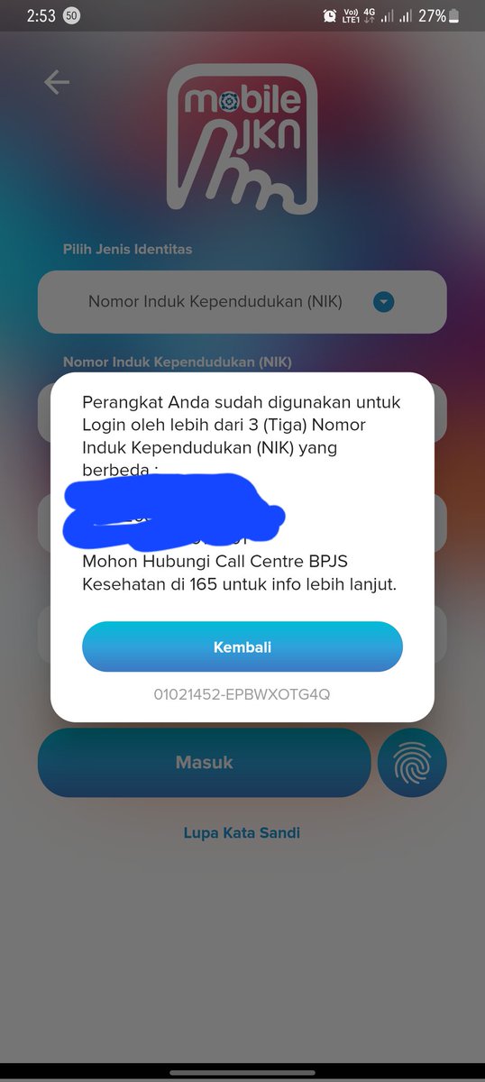 Juliamulyana's tweet photo. @BPJSKesehatanRI min, ini kenapa ya? Padahal login dg nik yg sama tp tetap ga bisa. Cara hapus riwayatnya gimana? https://t.co/9e5XbRbDA8