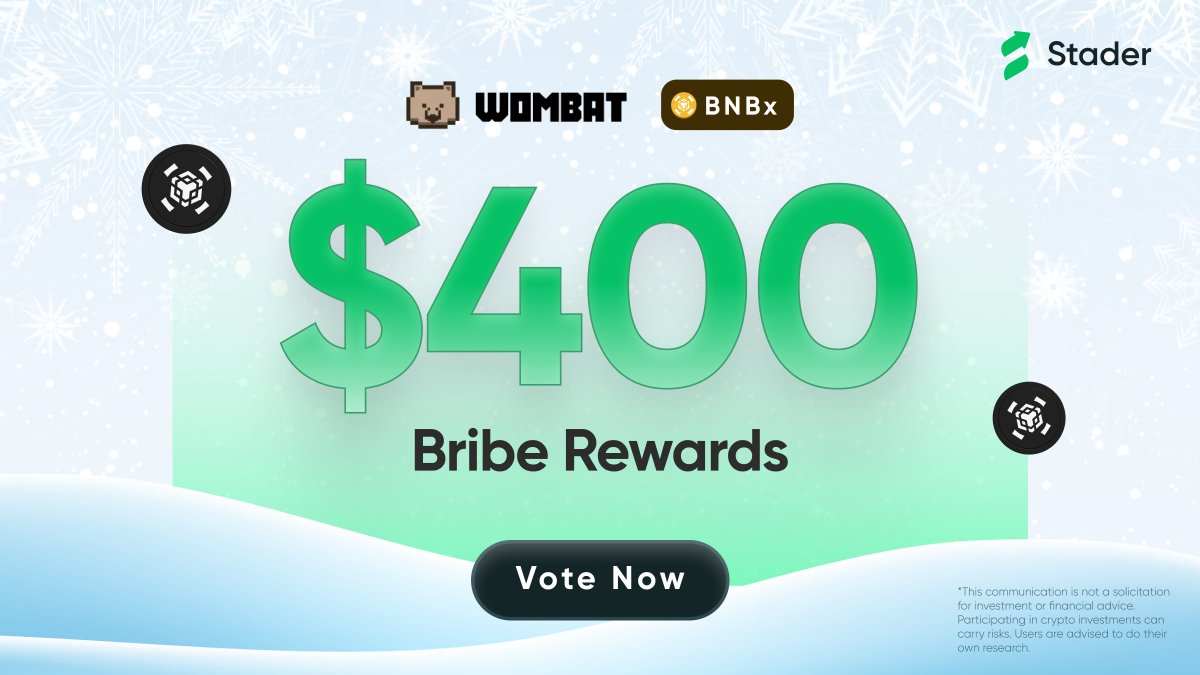 24 Hrs left to boost your rewards on @WombatExchange ⌛️ Vote for the BNBx LSD Pool with your $veWOM. & grab your share of the $400 bribe reward. The epoch is going to end soon! Vote Now: bit.ly/3S1FHmZ