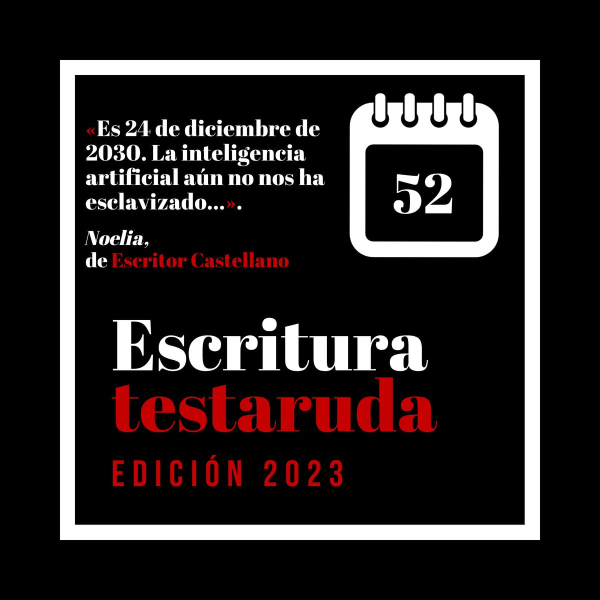 etestaruda's tweet photo. ¡Buenos días y muy feliz año a tod@s l@s juntaletras!

Vamos con el texto destacado de la última semana, la 52. Uno que nos habla del futuro, que es a donde queremos llevaros. Ha sido «Noelia», de Escritor Castellano. ¡Enhorabuena!

Podéis leerlo aquí: https://t.co/VYFHDZcMmQ https://t.co/1geLPeIBpe