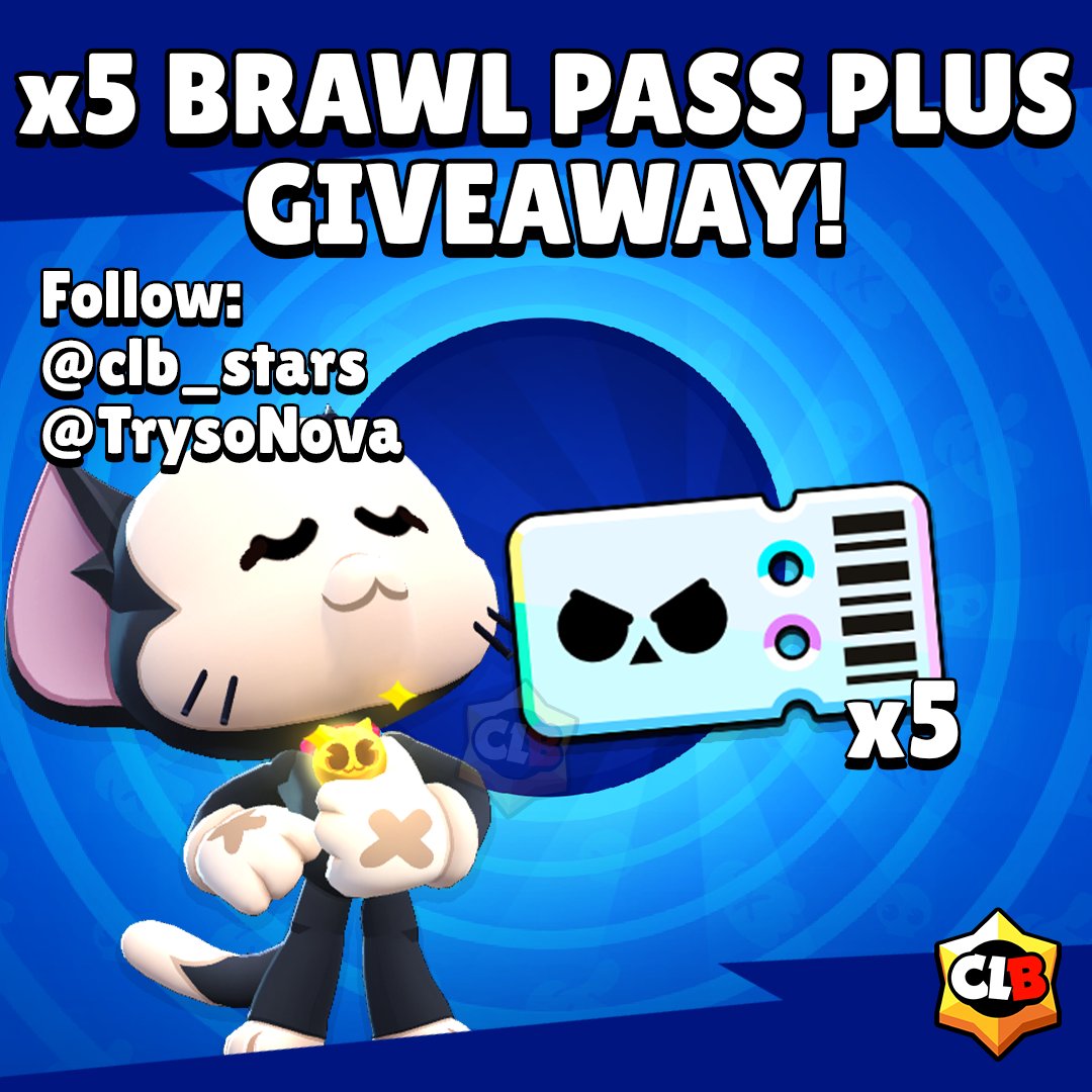 5x Brawl Pass Plus Giveaway! 🔥

To enter:
• Follow <a href="/TrysoNova/">Tryso</a>, <a href="/clb_stars/">CLB - Brawl Stars</a> 🤝
• Like &amp; Repost ❤️♻️
• Comment anything about yourself 🙂

That's all! Winners will be announced after the New Season starts! 🔥

#BrawlStars #StarrToon #ChromaNoMore