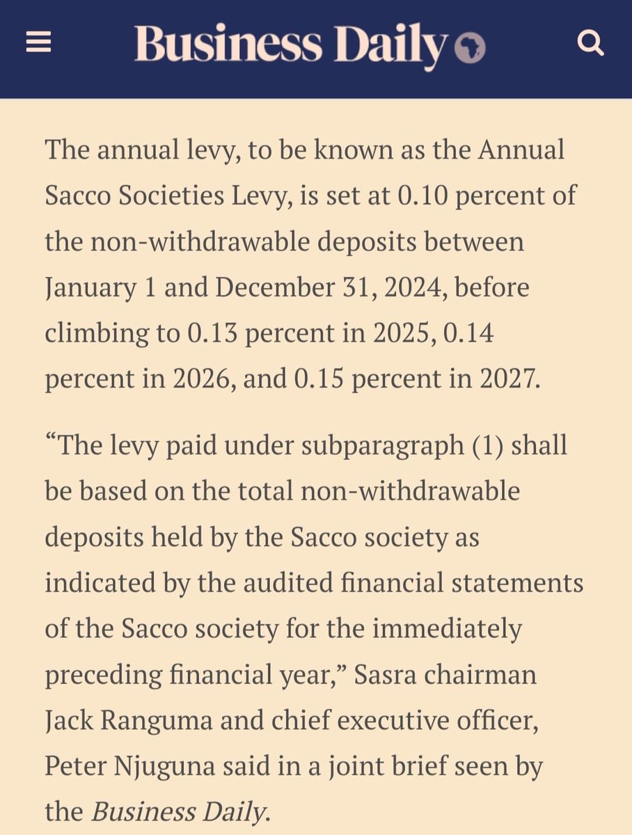 RobertAlai's tweet photo. Your Sacco deposits will be taxed now. https://t.co/474MSOVKOd