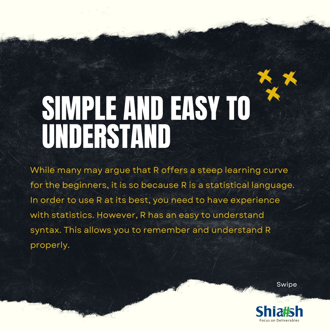 ShiashInfo's tweet image. HERE'S THE LIST OF FEATURES OF R-PROGRAMMING Open-source A complete language Analytical support Supports extensions Facilitates interaction with databases Extensive community support Simple and easy to understand #rprogramming #r #rprogrammer #DataAnalysis #analyticalsupport
