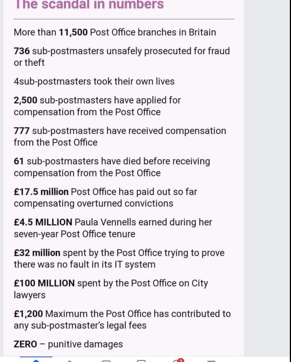 <a href="/carolvorders/">Carol Vorderman</a> Here are some horrifying #PostOfficeScandal numbers 👇