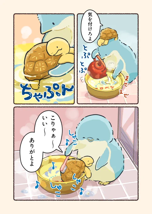 甲羅をみがいてあげるジェンひなちゃん(2/2) 