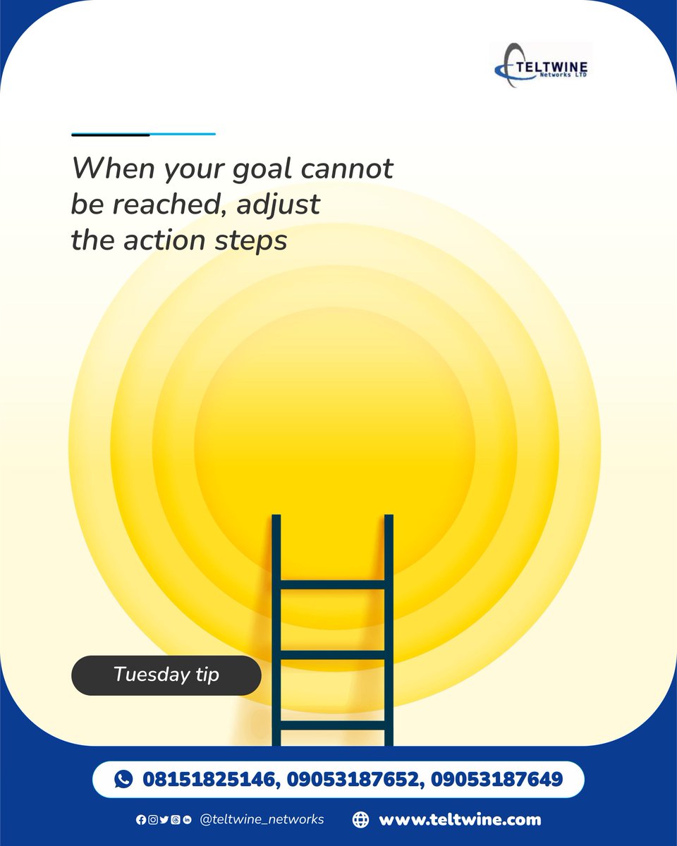 teltwine's tweet image. Adjust the action steps when your goal can be reached. Teltwine super-fast internet is your go to today.

Kindly send a dm or click the link on bio to get started!
-
#2024season 
#Internetextraordinary 
#fibreoptic 
#wirelessbroadband 
#internetwithadifference
#Highspeednolimit