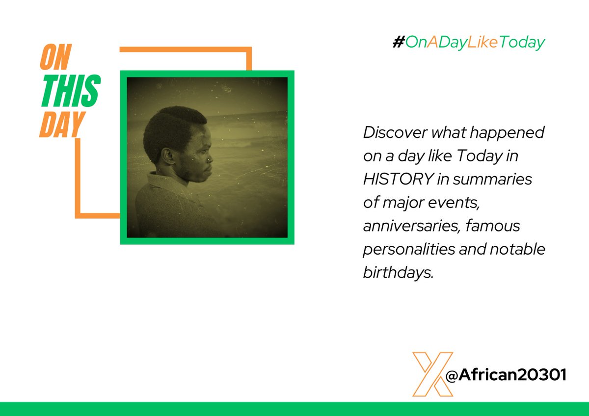 IamNotNalo's tweet photo. #OnADayLikeTodaySeries

Historic events shaped today's world.

This is why I will be sharing this with you so you can know how important your skills, decisions and challenges help shape our world.

You don't want to miss this, do you? https://t.co/RIgBd5aL6Q