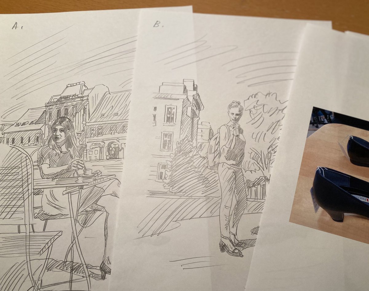 gorosasakiart's tweet photo. First job of 2025,rough sketches for shoe maker ads
#Advertising #sketch #illustration
#Airystep #watercolor https://t.co/93IwvTb0B0