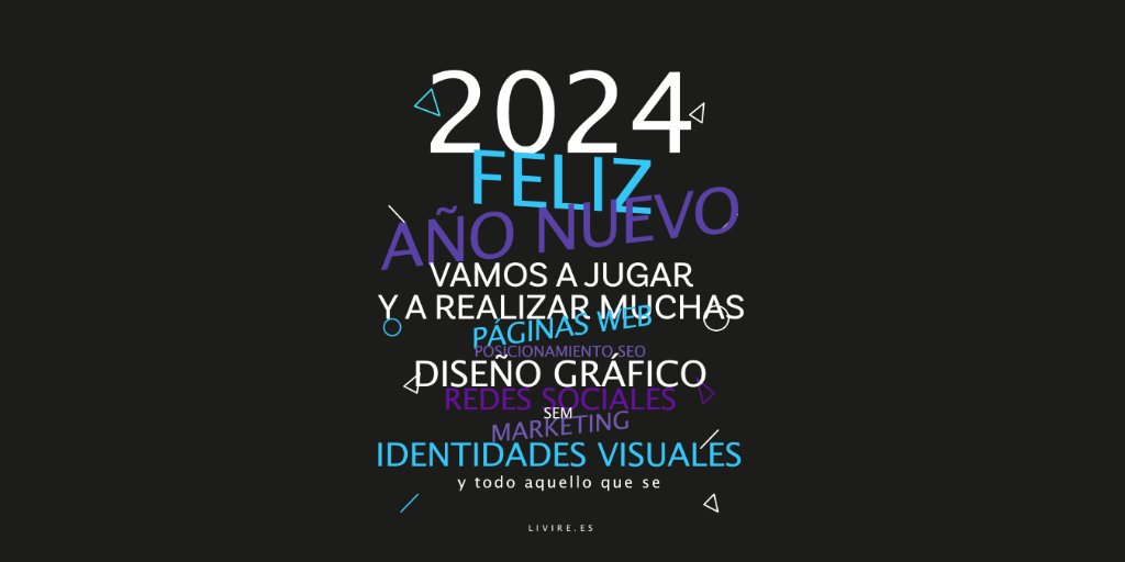 livire's tweet photo. ¡¡Feliz año nuevo Livirers!!

Vamos a por el 24, ¿no? Ya casi está hecho. Una web nueva por aquí, un poco de SEO por allá, unas RRSS chulas… ¡¡Y ya estamos casi en el 25!! 

Desde Livire prevemos un año divertido, ¡como todos!, y lleno de emociones y proyectos interesantes. https://t.co/wgdYHwR6YN