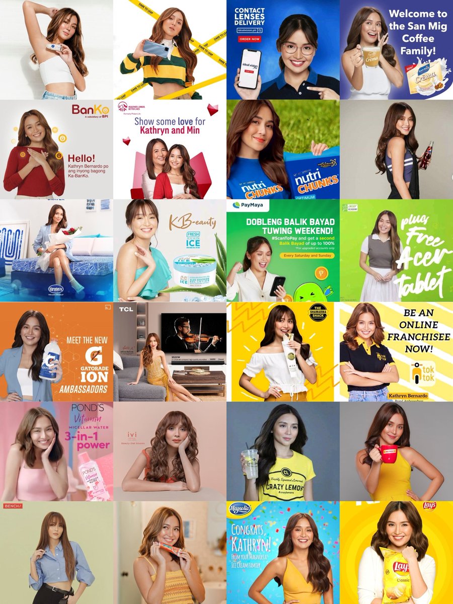 kath_bulletin's tweet photo. 80 Brands officially endorsed by Kathryn Bernardo since 2011 to present excluding paid partnerships.

+Faces and Curves and Aivee Clinic (there's no campaign available)

More to come for 2024 🙏 https://t.co/kDxEyOeO7F