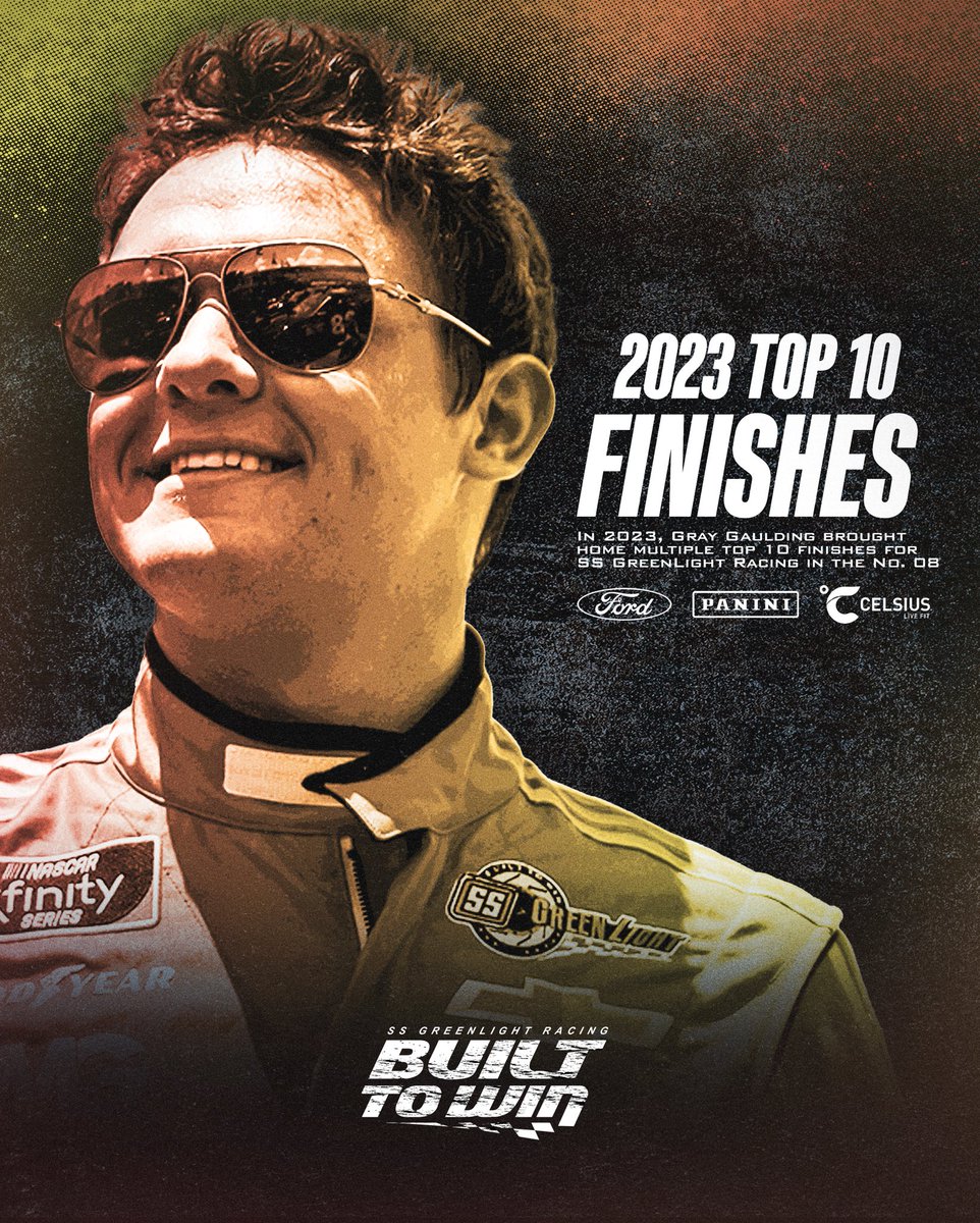 SSGLR0708's tweet image. Did you know that @graygaulding brought home multiple top 10 Finishes in 2023?! Gray wheeled the 08 @PaniniAmerica to a top 10 finish at both Daytona and Talladega, earning a 9th and an 8th place finish!

#BuiltToWin