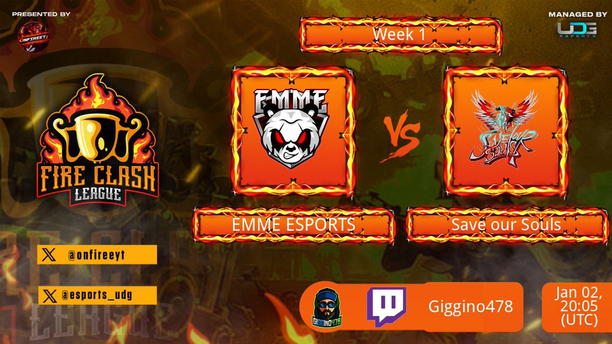 ❤️‍🔥 Si Riparte con le Live! ❤️‍🔥
Stasera andremo a gustarci insieme il torneo:

🏆 FIRE CLASH LEAGUE 🏆
🥊 EMME ESPORTS 🆚 SAVE OUR SOULS 🥊

📽 vi aspetto numerosi alle 📽
🕘 21:00 🕘

🔴YOUTUBE🔴
youtube.com/watch?v=inr2_J…

🟣TWITCH🟣
twitch.tv/giggino478