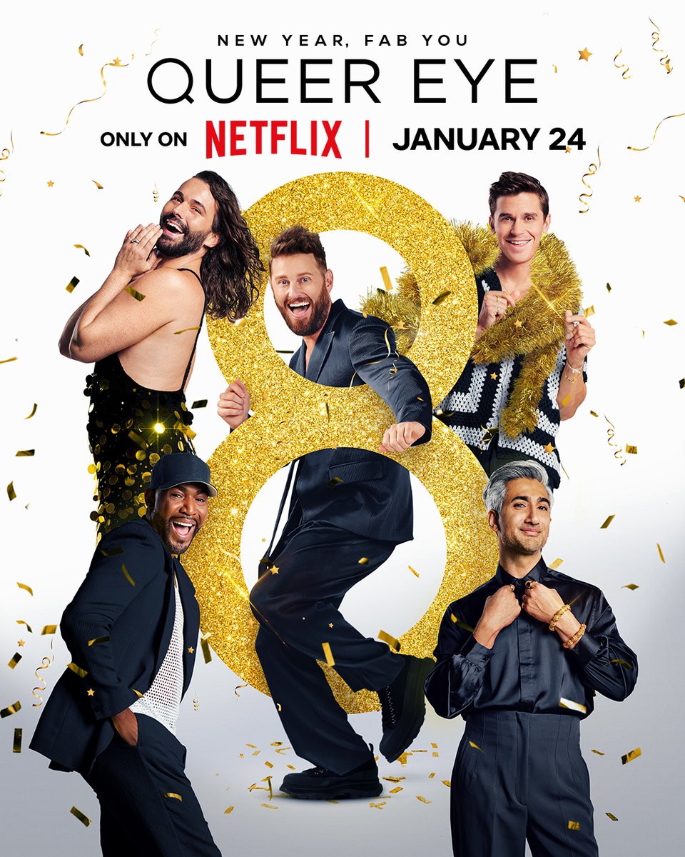 New year, even better you: Queer Eye season 8 returns January 24! Happy New Year from the Fab 5!!! ✨🥂