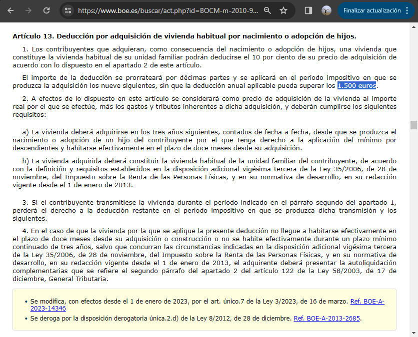 bea_o0's tweet photo. @HaciendaCMadrid @comunidad Insisto en la consulta @HaciendaCMadrid ¿qué pasa con la  Deducción por adquisición de vivienda habitual por nacimiento o adopción de hijos?¿El límite se ha reducido de los 1.500€ según el art.13 del Decreto Legislativo 1/2010,a solo 700€?La info que publicáis es contradictoria https://t.co/EjjBvfLUWS