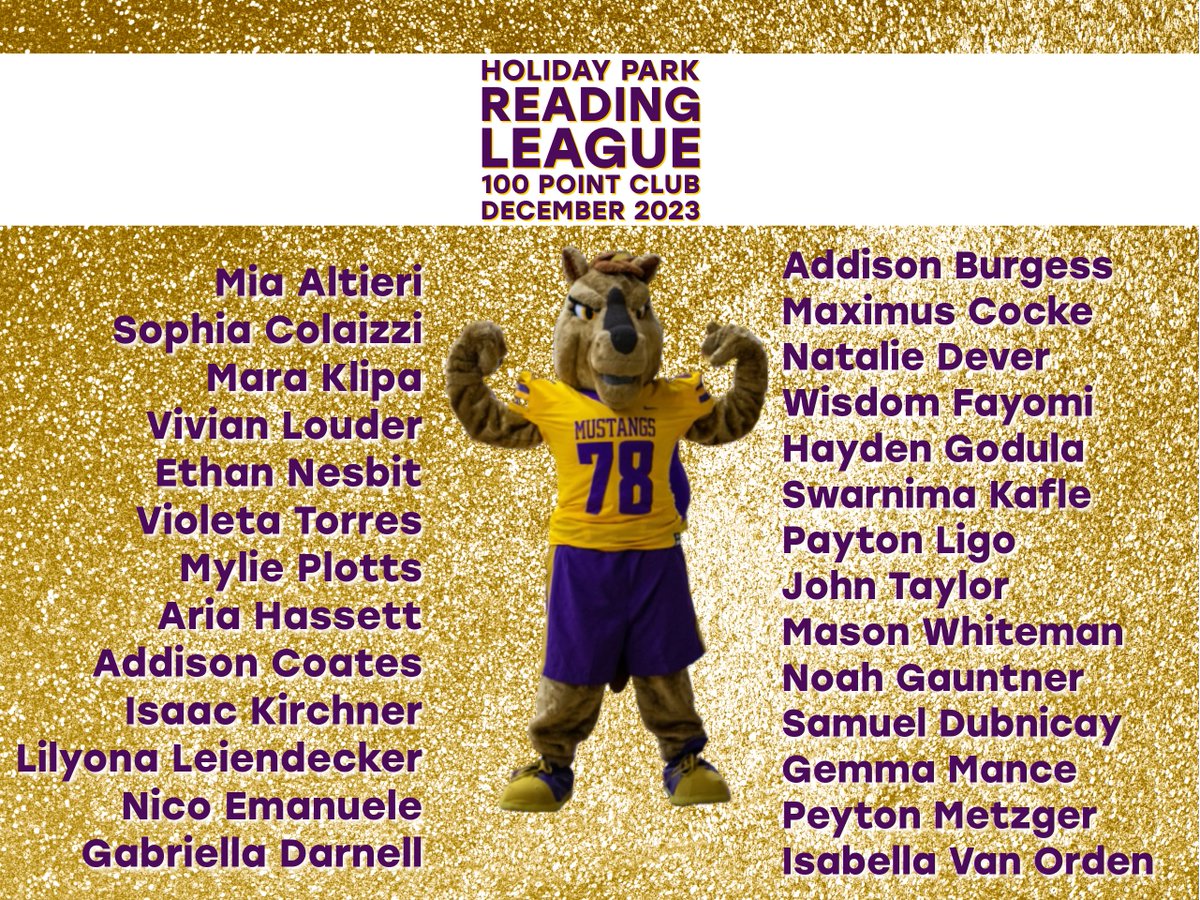 📚🌟HPRL Announcement! Introducing our 🌟27🌟outstanding members of the  Holiday Park Reading League 100 Point Club for DECEMBER 2023!  WAY TO GO HPRL!  Please share this fabulous student news!🌟
<a href="/HPEPBSD/">Fran Sciullo, D.Ed.</a>
<a href="/PlumTeachers/">Plum Teachers</a>