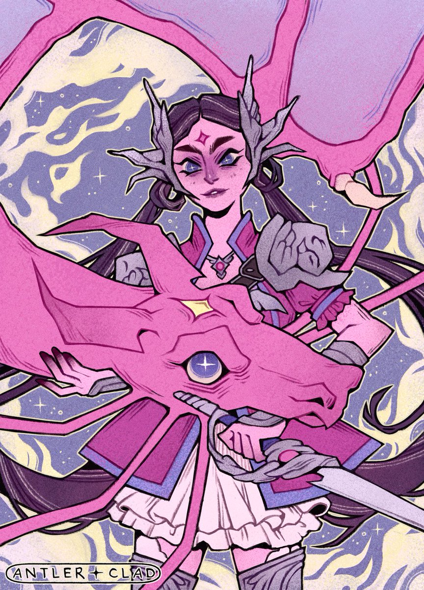 Just realised I can finally reveal my illustration for @DamesZine 's 'Magical Knights' artbook that I was a part of last year! Absolutely loved working with such indulgent magical girl vibes and can't wait to see the final product✨