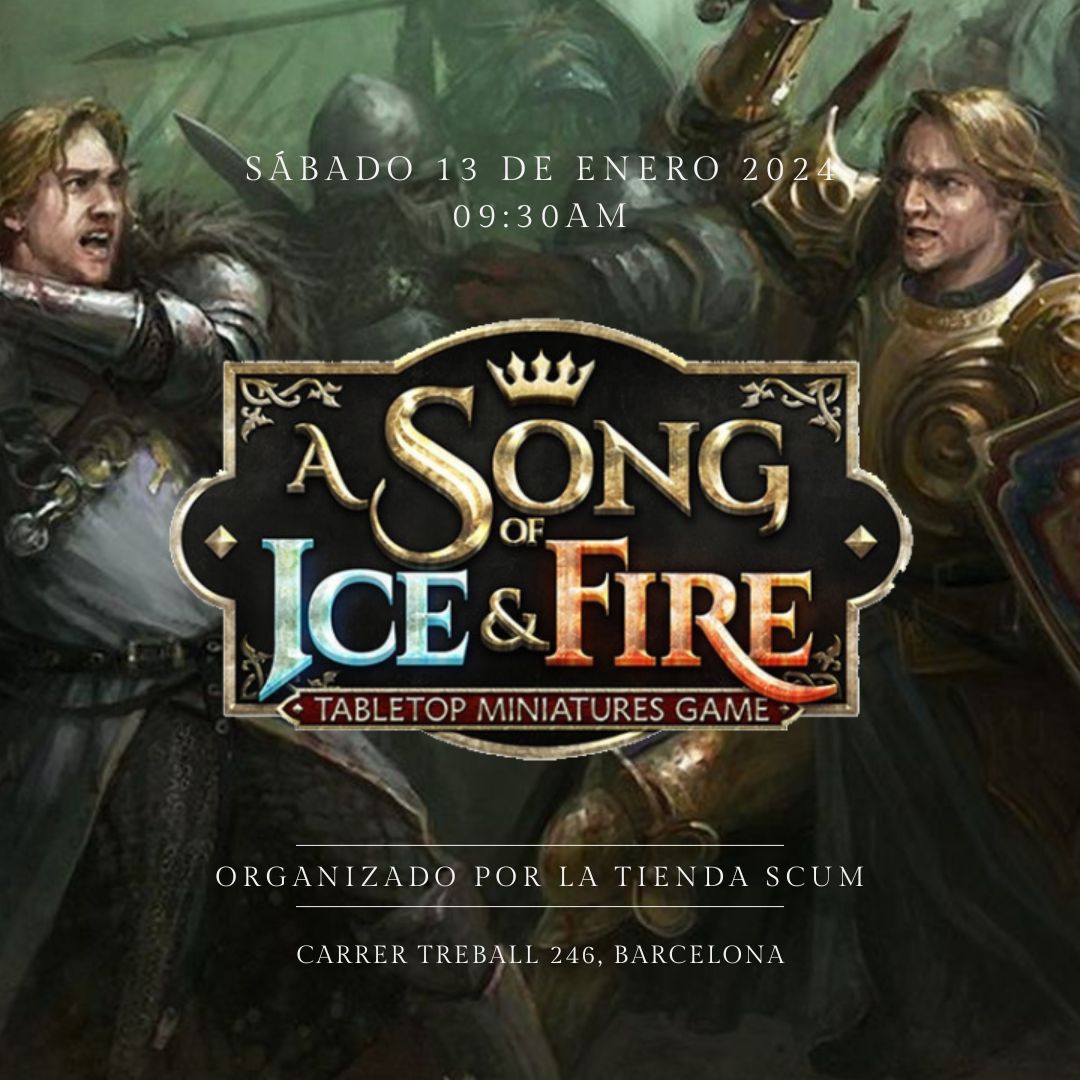 🏆 Premios:
1. Trofeo de facción y un vale de 20€ para el campeón.
2. ¡Resto de recaudación sorteado entre todos en vales de tienda!

#ASOIAF #CanciónDeHieloYFuego #TorneoJuegosDeMesa #LaTiendaScum #EstrategiaÉpica #InscripcionesAbiertas