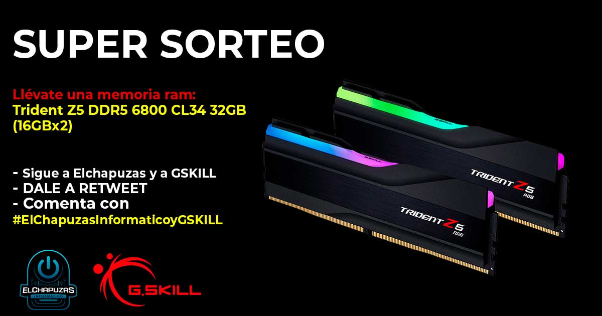 elchapuzas's tweet photo. 🛜SORTEITO BUENO!🛜

¿Que cómo puedes llevártelas?
- Síguenos y sigue a @gskillgaming 
- Haz retweet
- Comenta con #ElchapuzasinformaticoyGSKILL

Mejora tu PC por la cara! https://t.co/ecUnnEB1bq