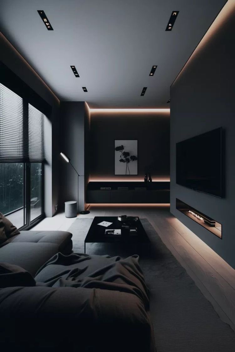 this dark interior living space >>