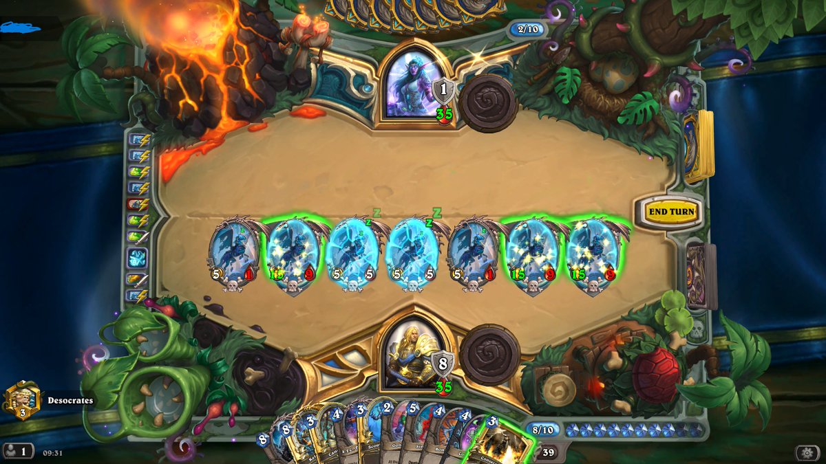 DesocratesTTV's tweet photo. Recent match on #hearthstone that I played with my homebrewed deck. Things like this are why I made this, fun for me but I'm sure either funny or annoying for my opponent.

#wildhs #TwitchStreamers #TwitchStreamers #gaming #streamer #deckbuilding https://t.co/8ihQBa6Jz0